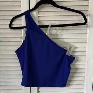 SHEIN One-Shoulder Ribbed Crop Top - Blue